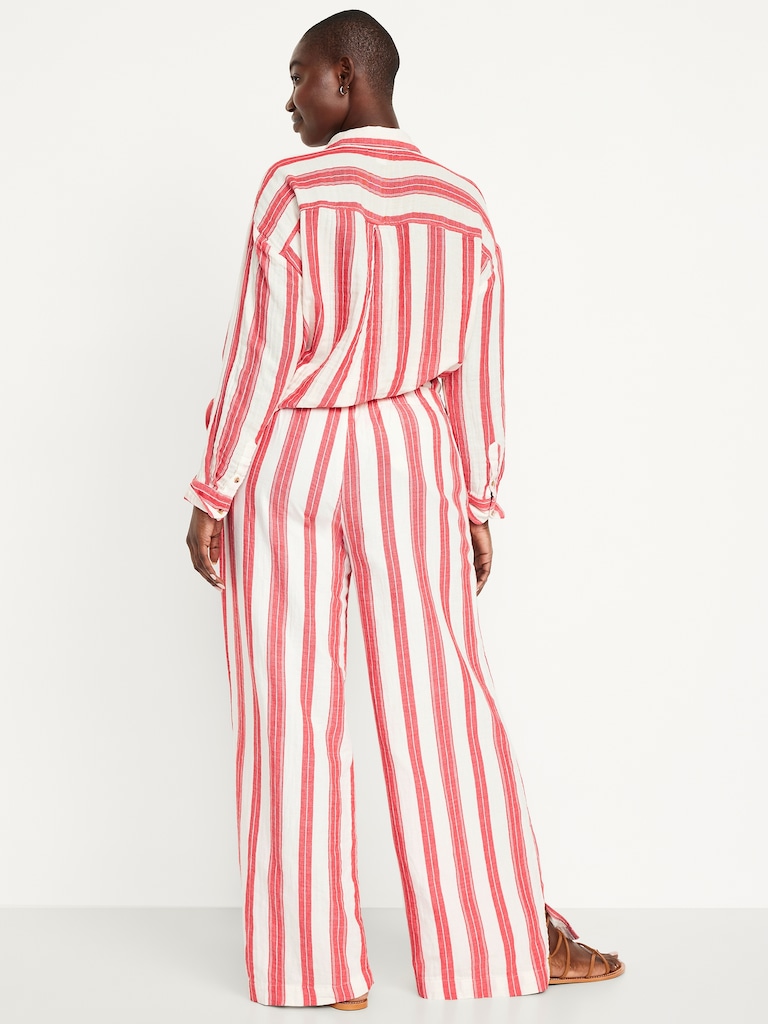 High-Waisted Crinkle Gauze Super Wide-Leg Pants