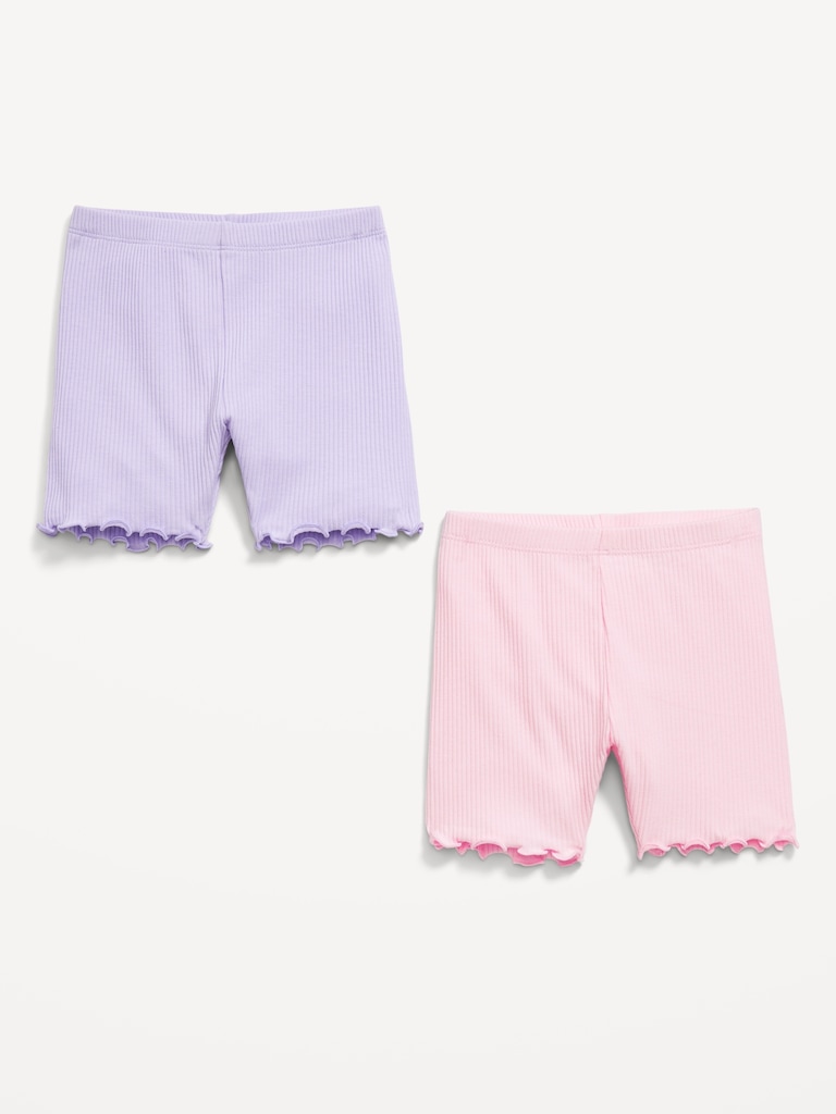 Ribbed Lettuce-Edge Biker Shorts 2-Pack for Toddler Girls