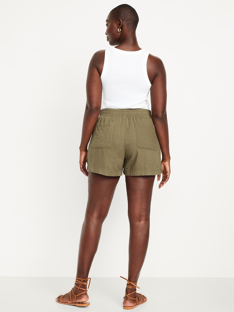 High-Waisted Linen-Blend Shorts -- 3.5-inch inseam