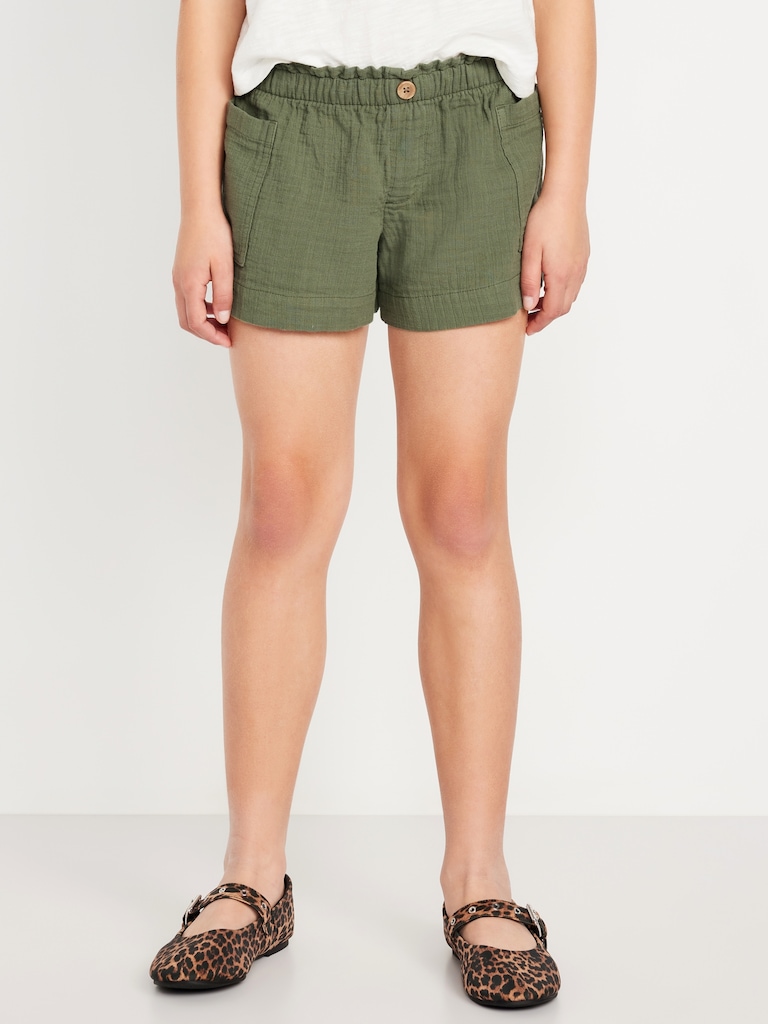Loose Double-Weave Utility Shorts for Girls