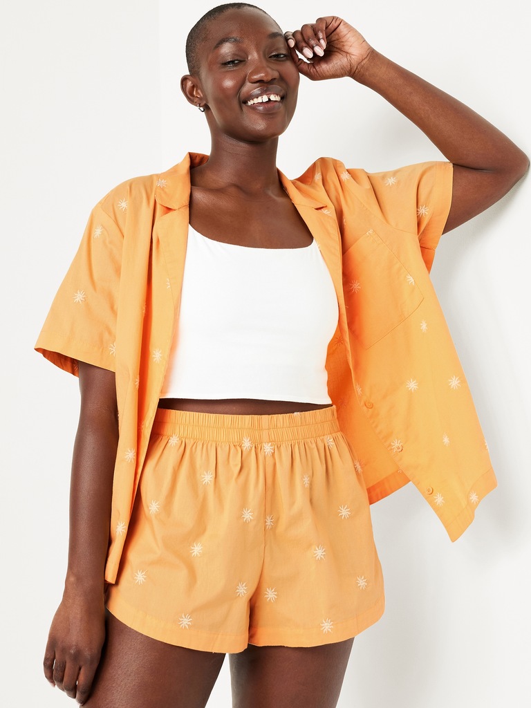 Poplin Boxer Pajama Shorts