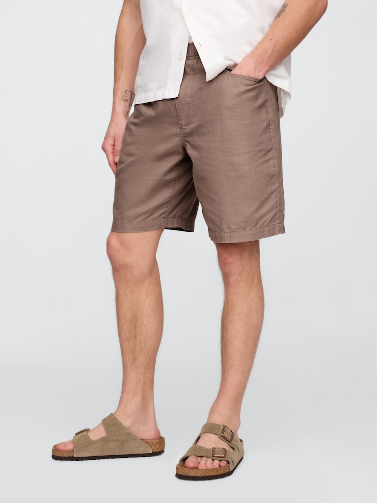 9" Linen-Cotton Easy Shorts
