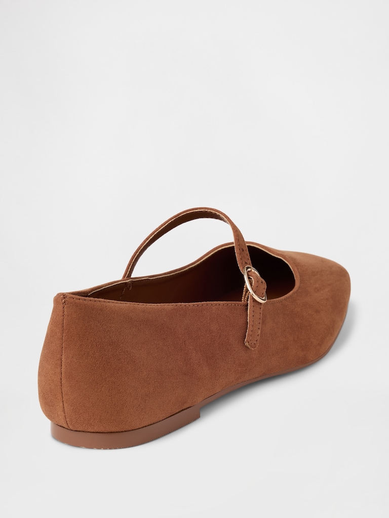 Vegan Suede Mary Jane Flats