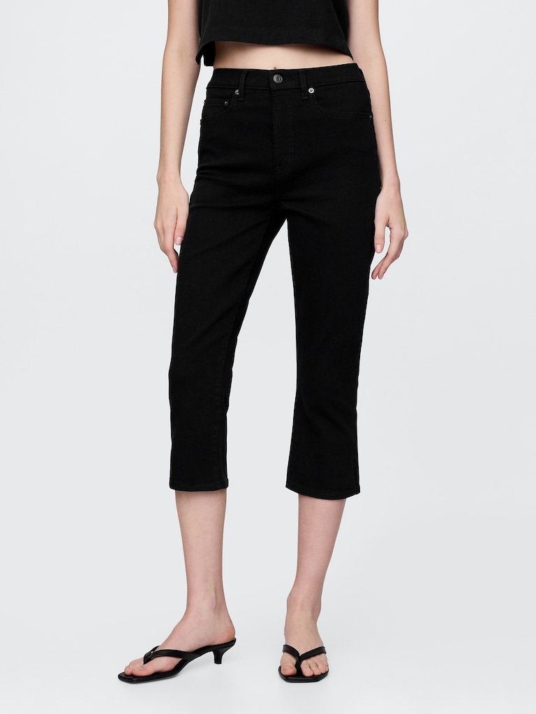 High Rise Cropped Capri Jeans
