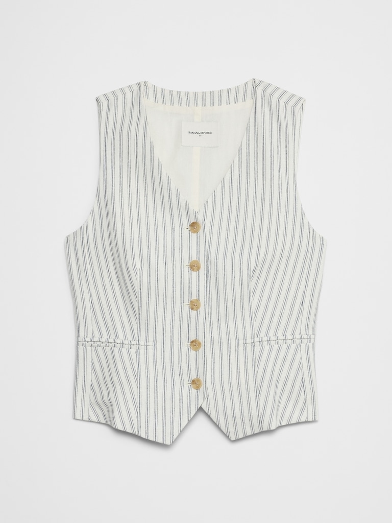 Linen-Blend Classic Vest
