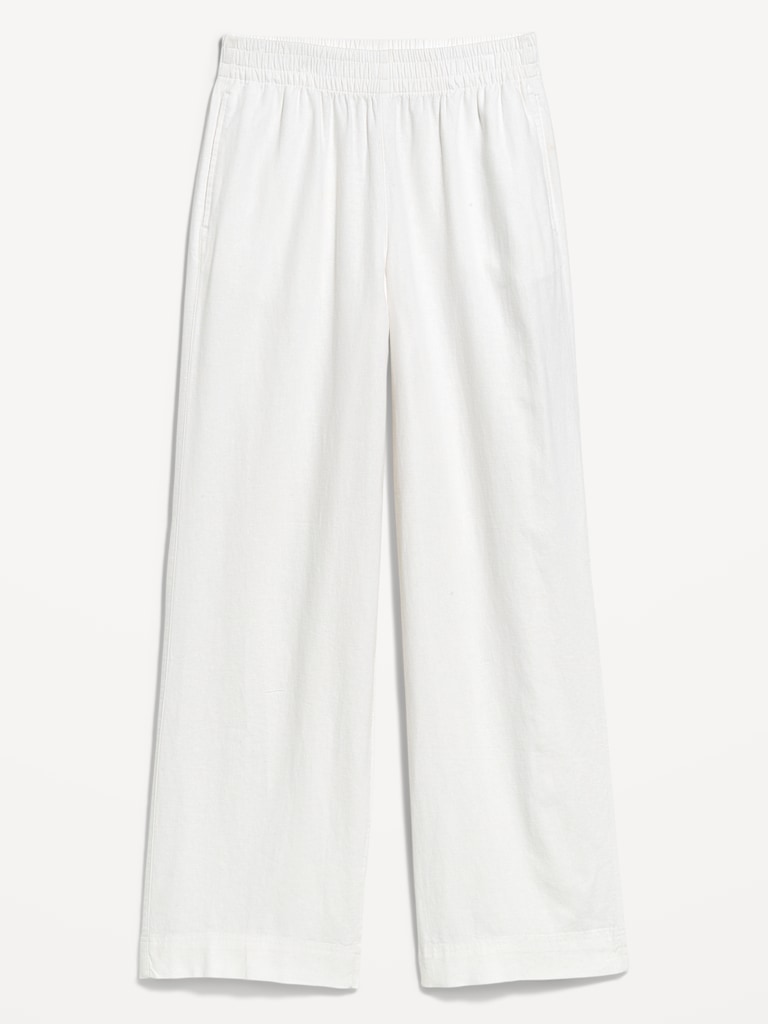 High-Waisted Linen-Blend Wide-Leg Pants