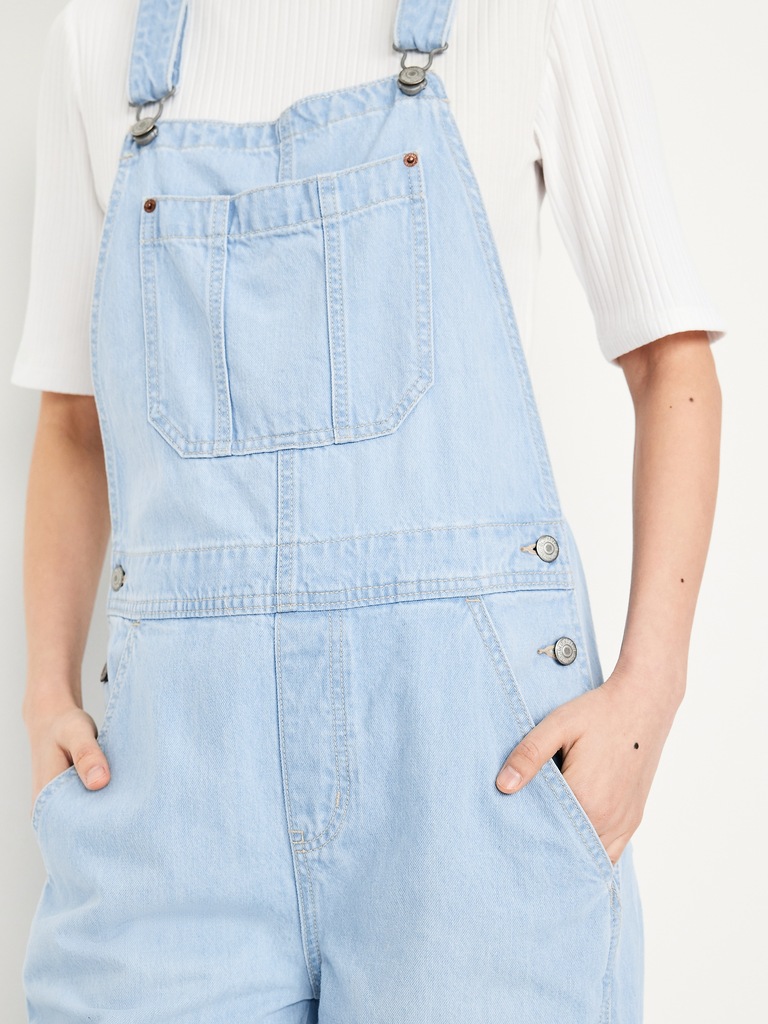 Baggy Wide-Leg Jean Overalls