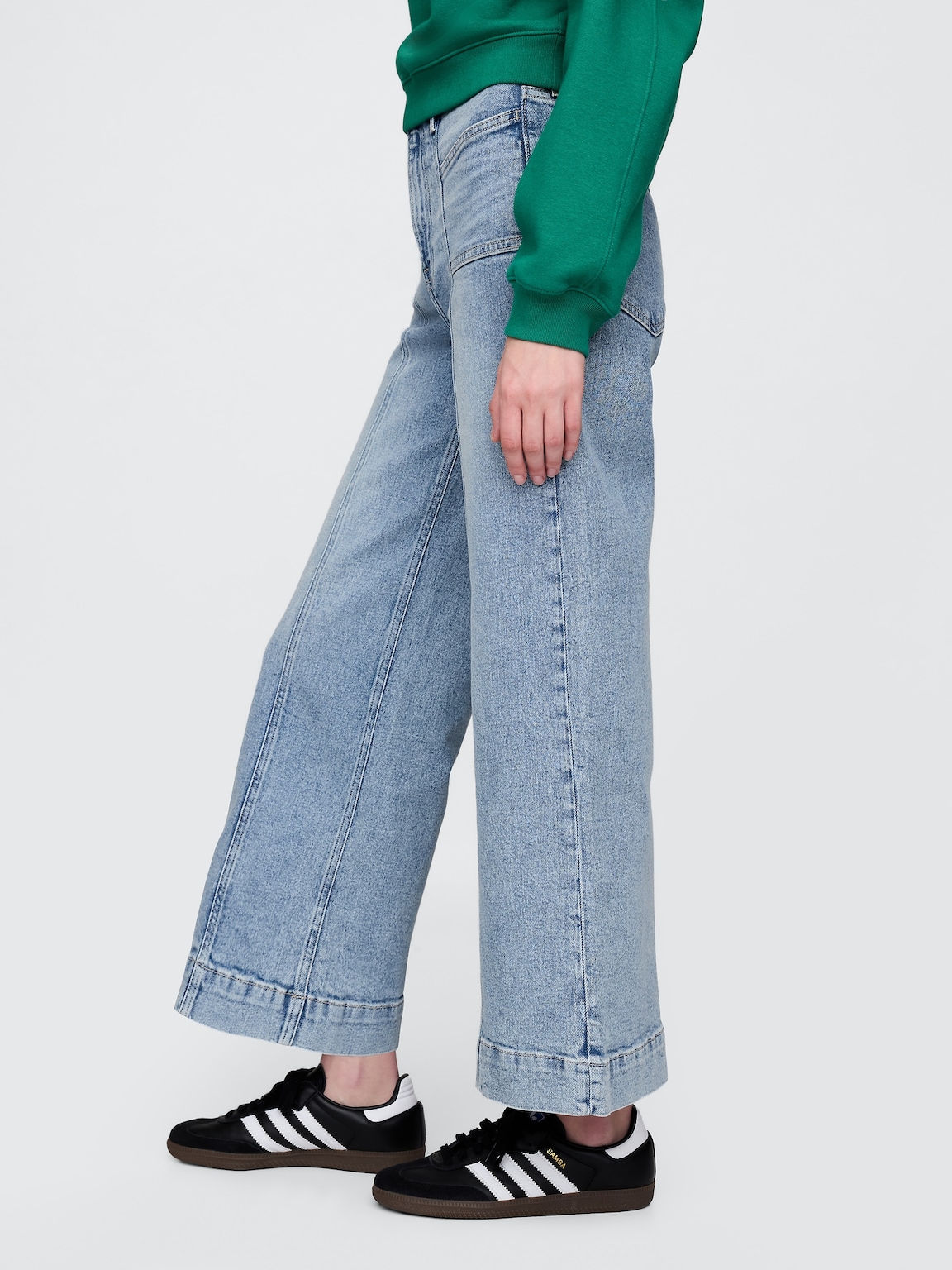High Rise Stride Wide-Leg Ankle Jeans