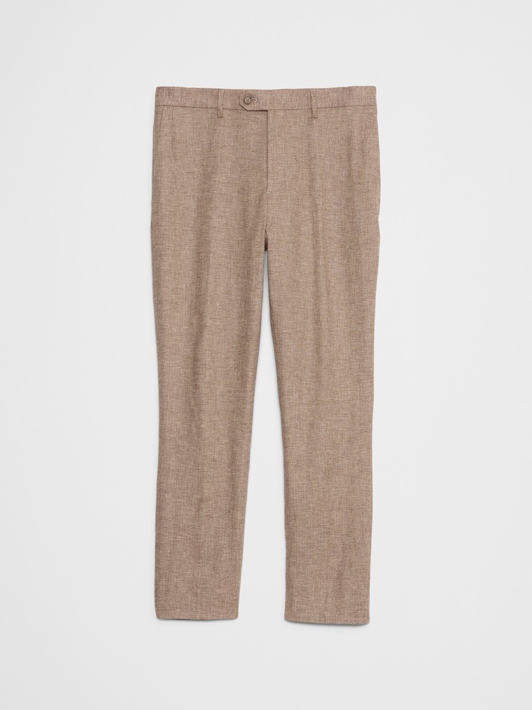 Linen-Blend Herringbone Suit Trouser
