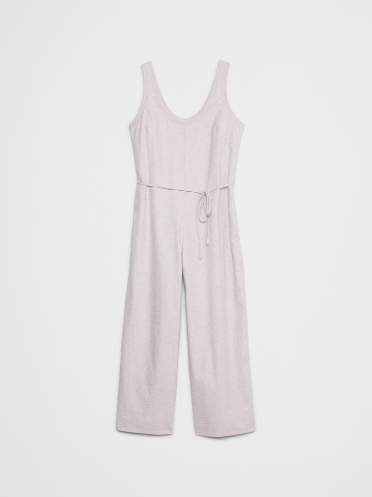 Linen-Blend Wide-Leg Jumpsuit