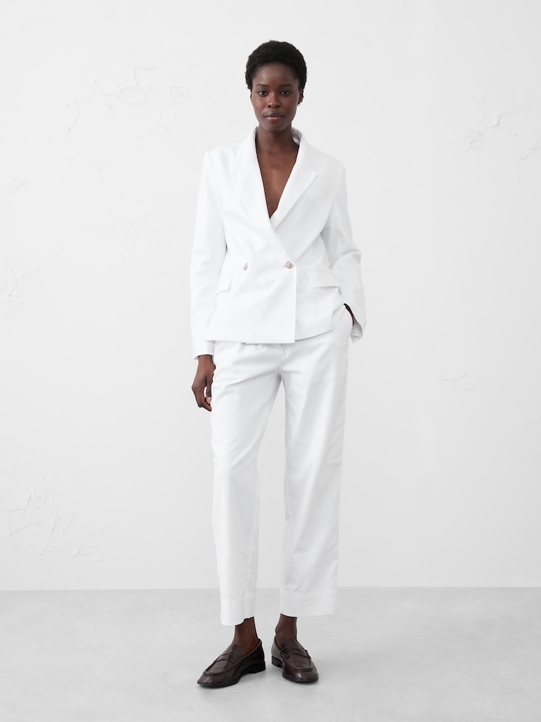 Tapered Linen-Blend Pull-On Pant