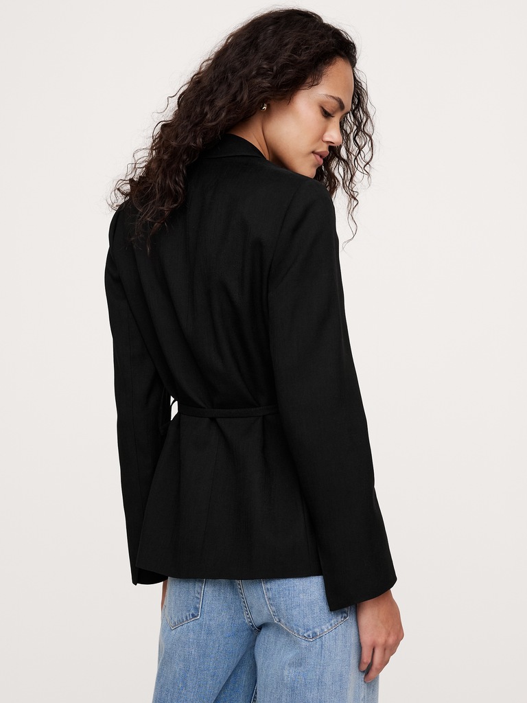 Drapey Twill Wrap Blazer