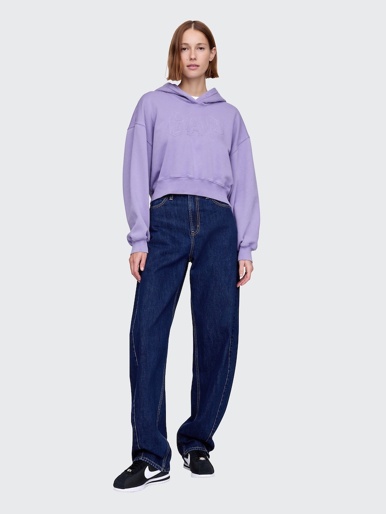 VintageSoft Crop Logo Hoodie