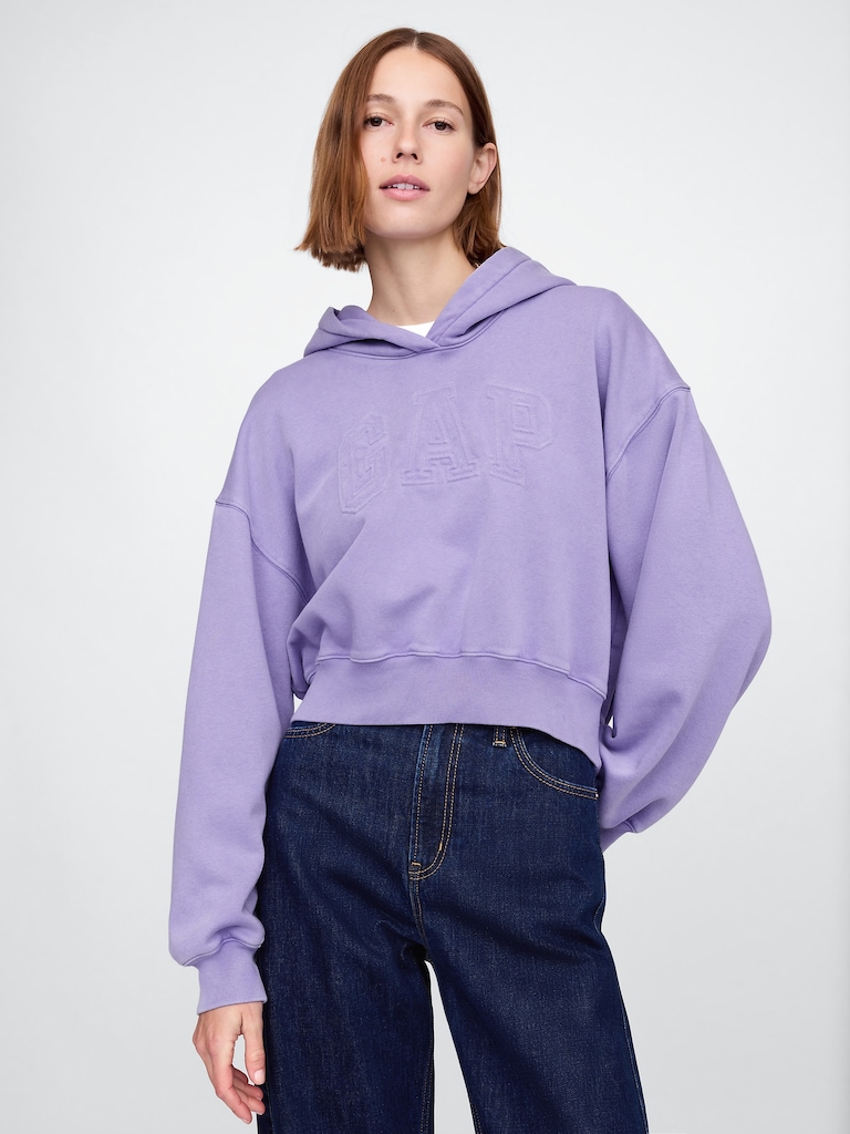VintageSoft Crop Logo Hoodie
