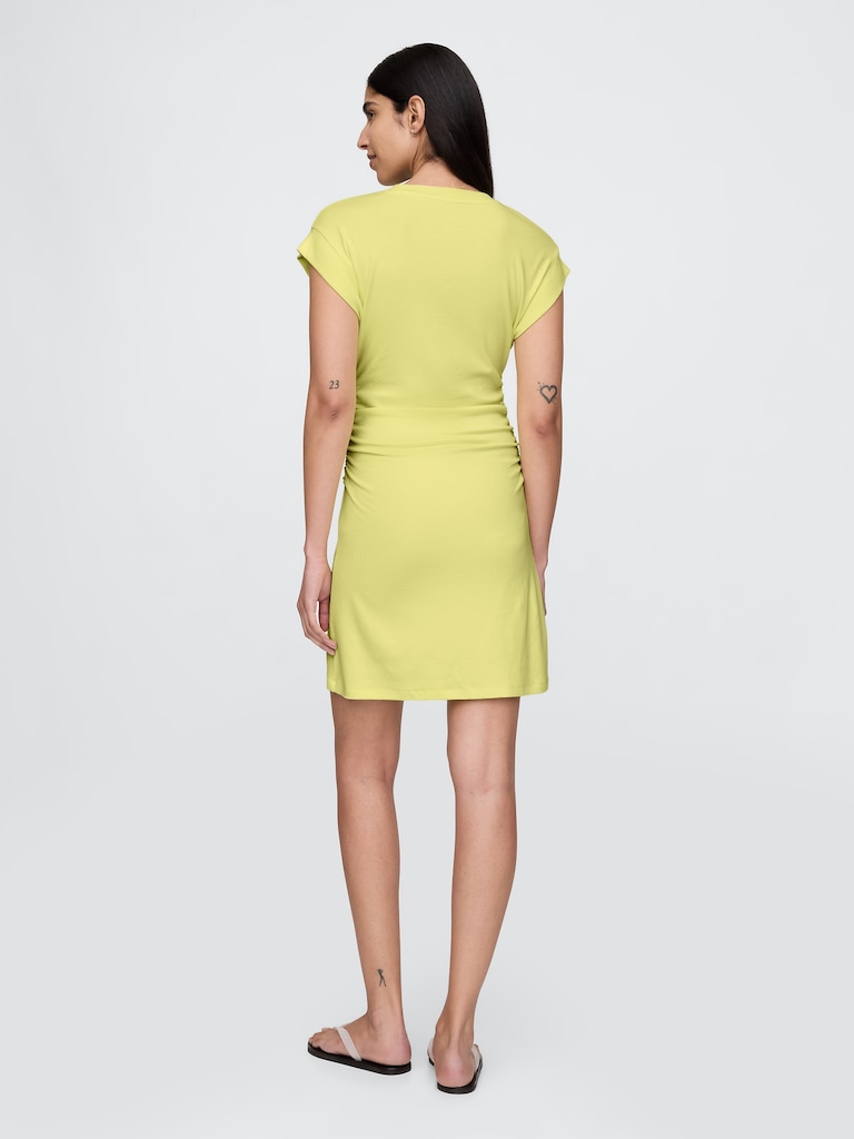 Modern Rib Ruched Mini Dress