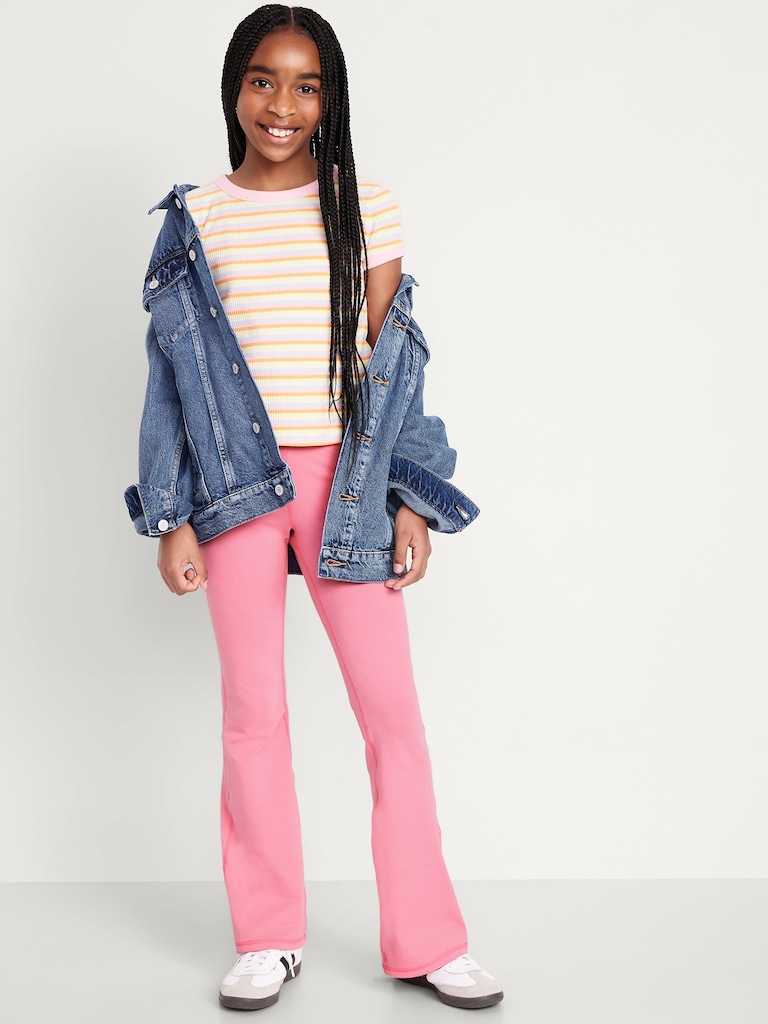 High-Waisted PowerChill Side-Ruched Flared Leggings for Girls