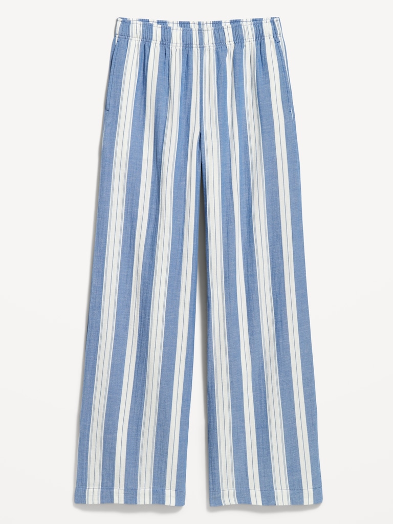 High-Waisted Crinkle Gauze Super Wide-Leg Pants