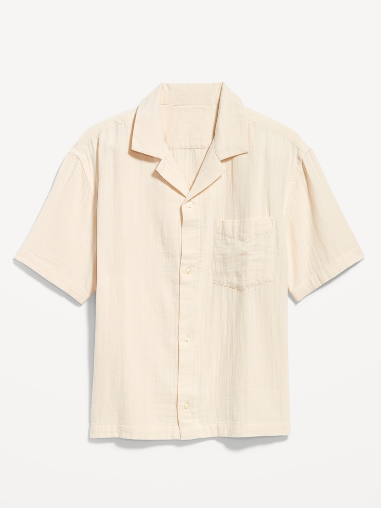 Short-Sleeve Cropped Heavyweight Camp Shirt