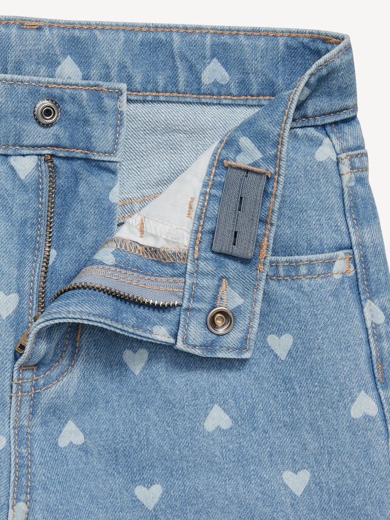 Printed High-Waisted Baggy Wide-Leg Jeans for Girls