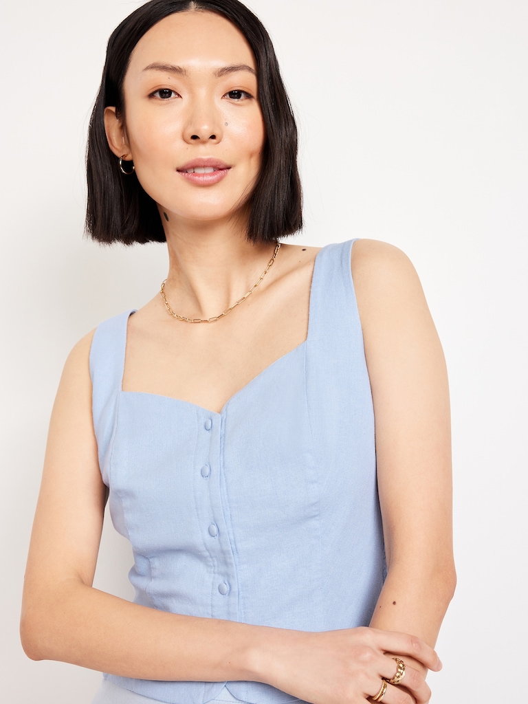 Button-Front Linen-Blend Vest
