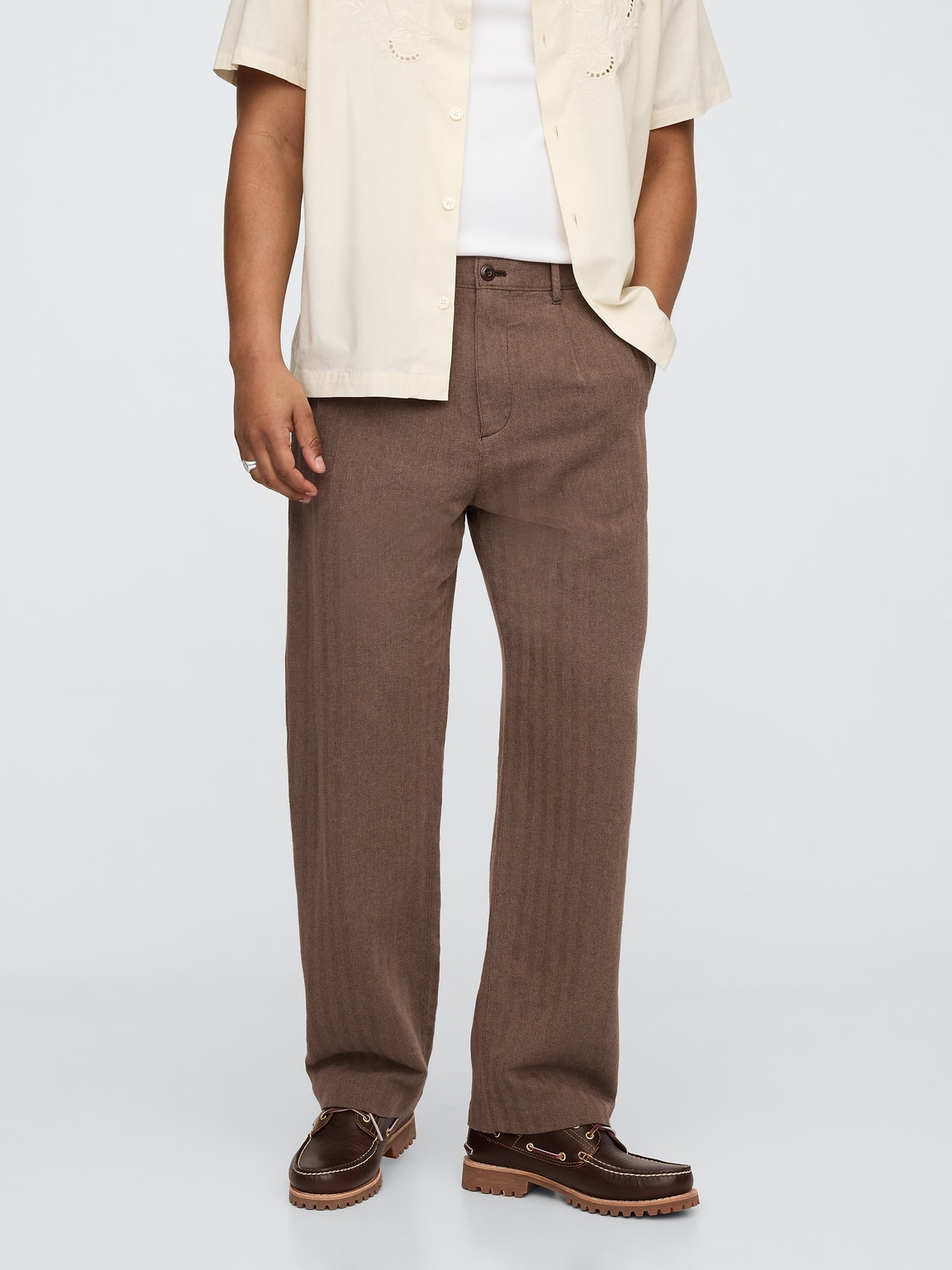 Linen-Cotton '90s Loose Pleated Khakis