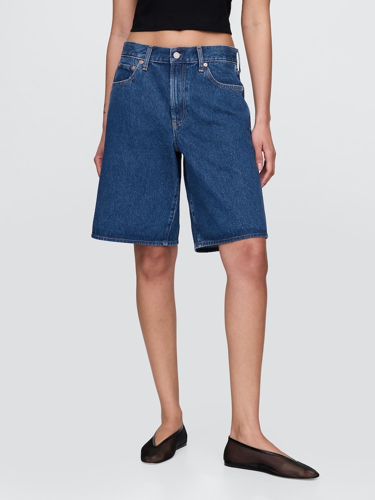 11" Mid Rise Longline Denim Shorts