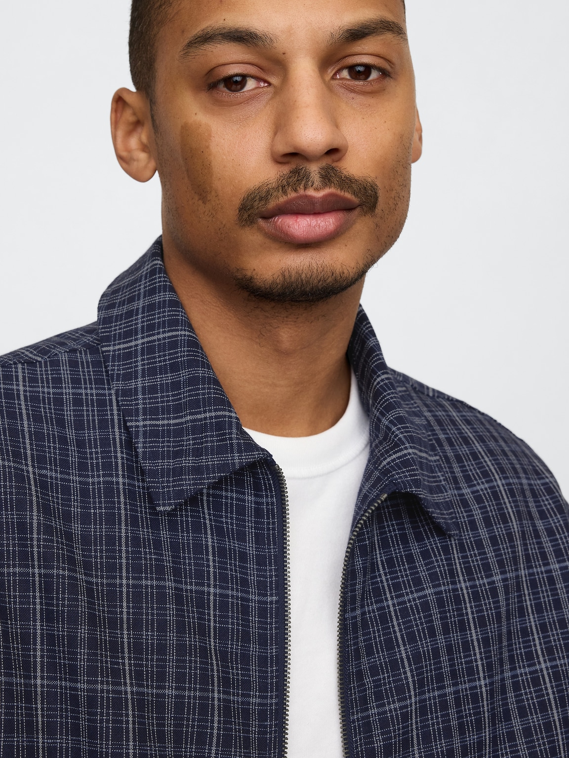 Linen-Cotton Plaid Relaxed Jacket