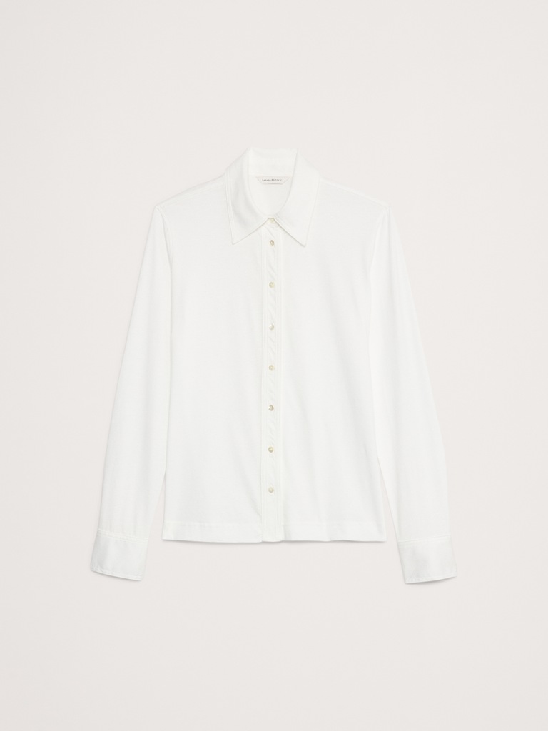 Silky Cotton Long-Sleeve Button-Down Shirt