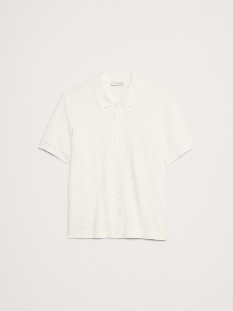 Ribbed Button-Down Knit Shirt