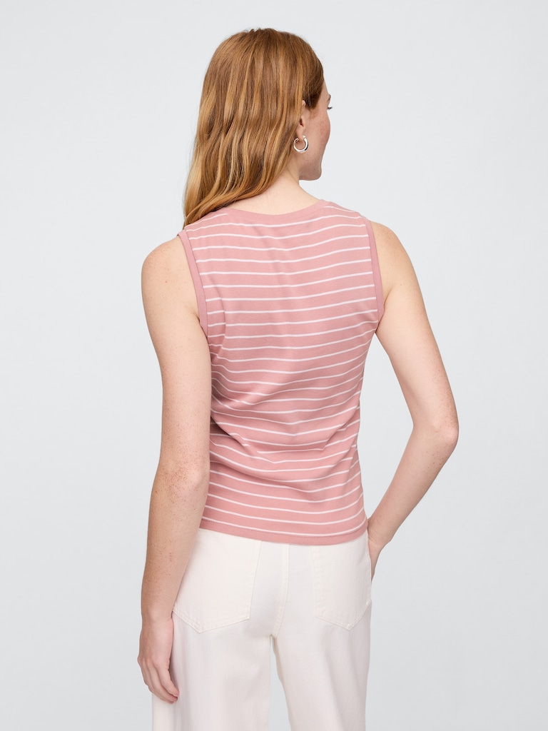 Ribbed Stripe Shell Tank Top