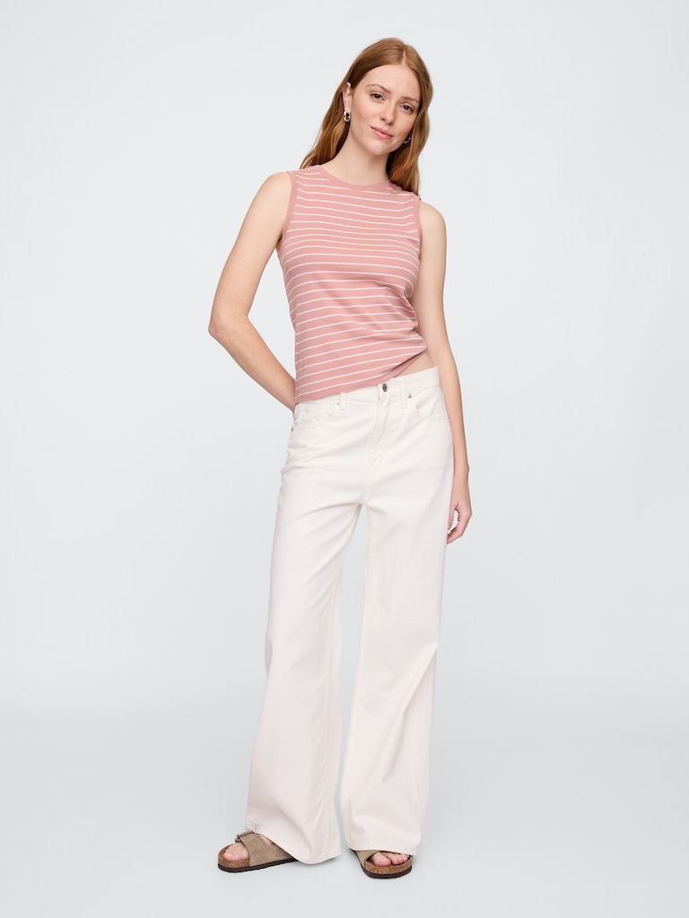 Ribbed Stripe Shell Tank Top