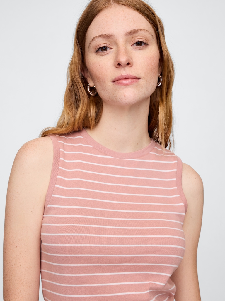 Ribbed Stripe Shell Tank Top
