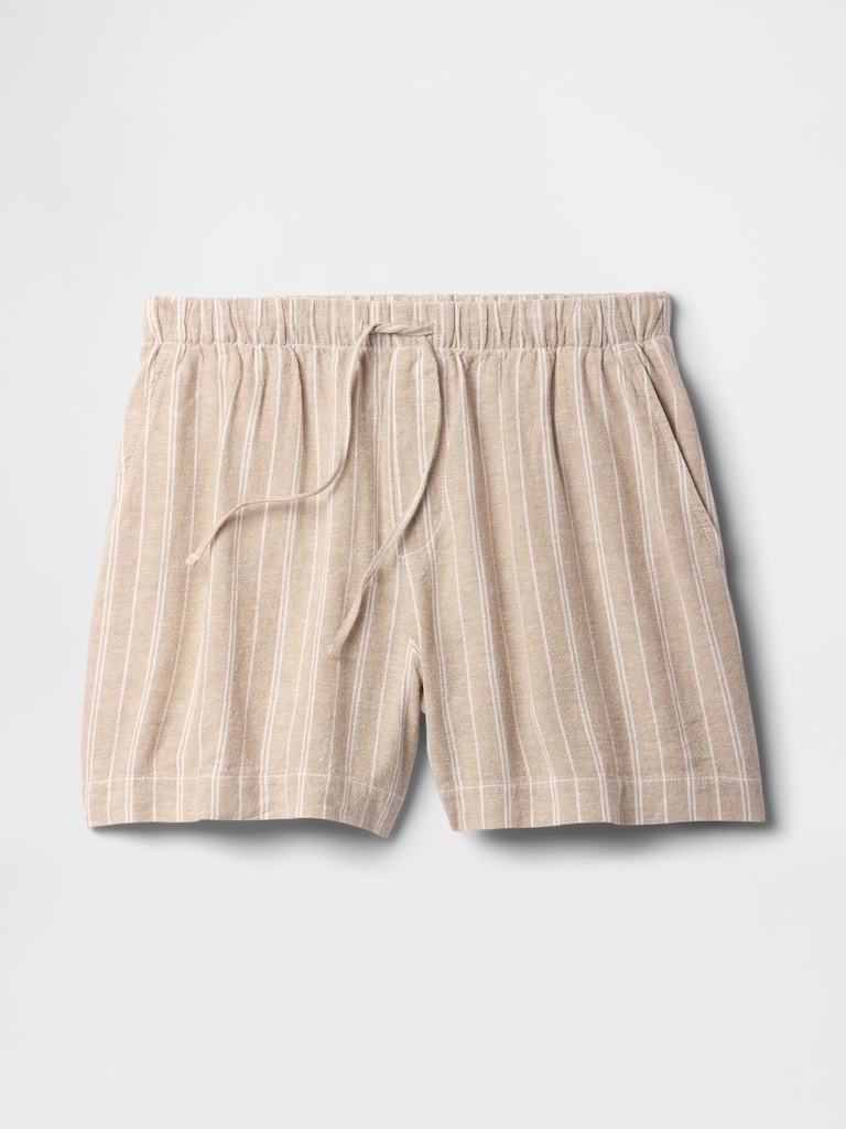 4" Mid Rise Pull-On Linen-Blend Shorts