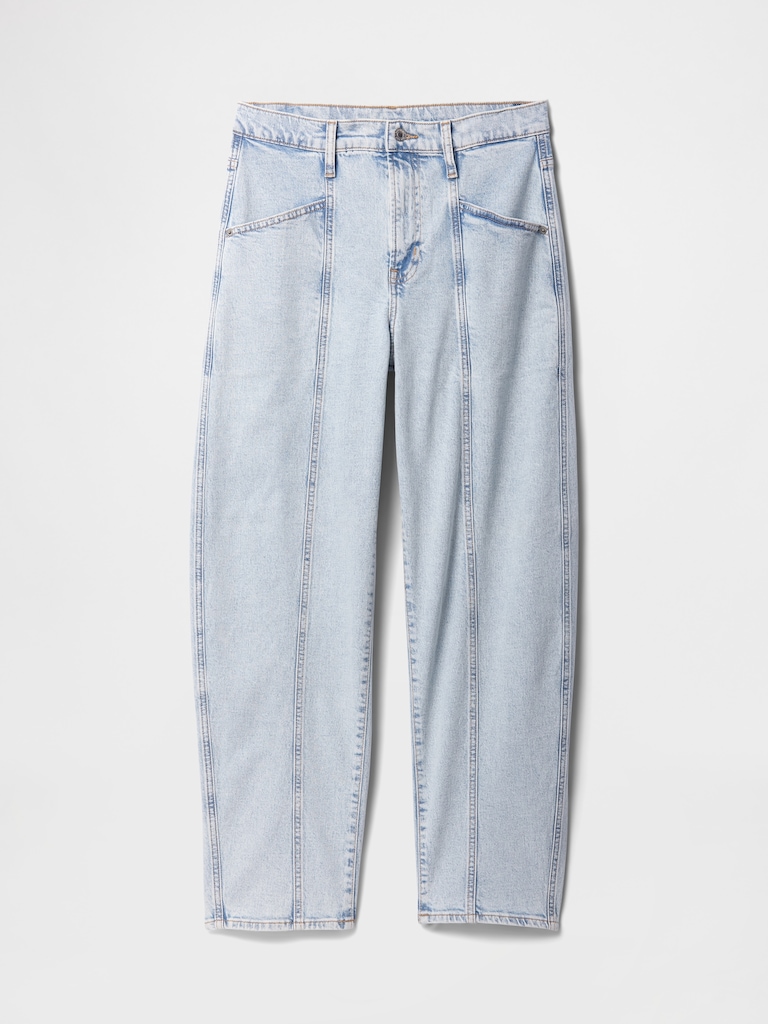 High Rise Seamed Barrel Jeans