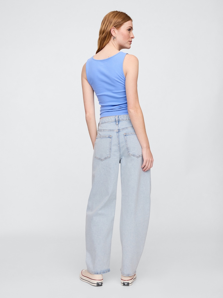 High Rise Seamed Barrel Jeans