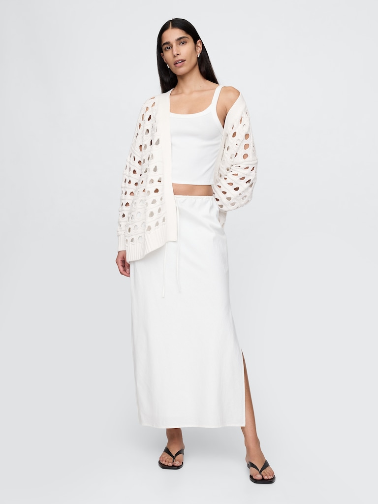 100% Cotton Oversized Pointelle Cardigan