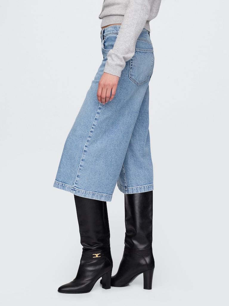 High Rise Denim Culotte Jeans