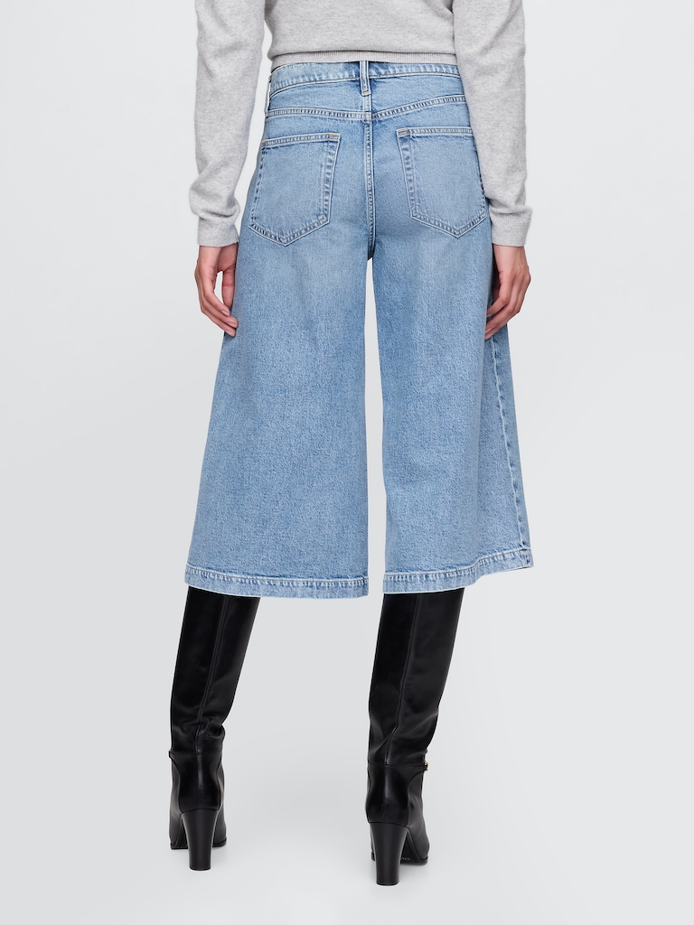 High Rise Denim Culotte Jeans