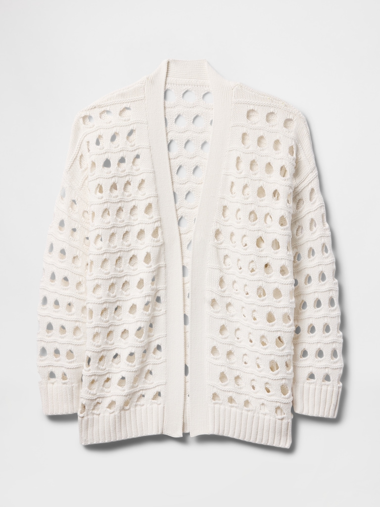 100% Cotton Oversized Pointelle Cardigan