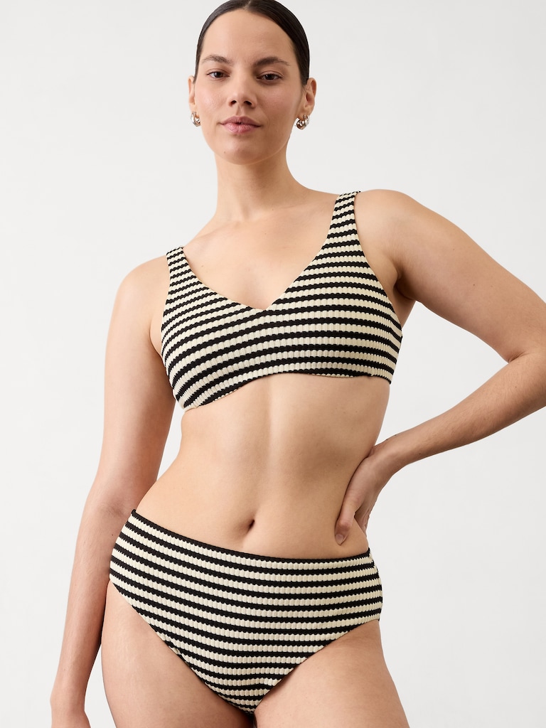 High Waist Yarn Dye Swim Bottom