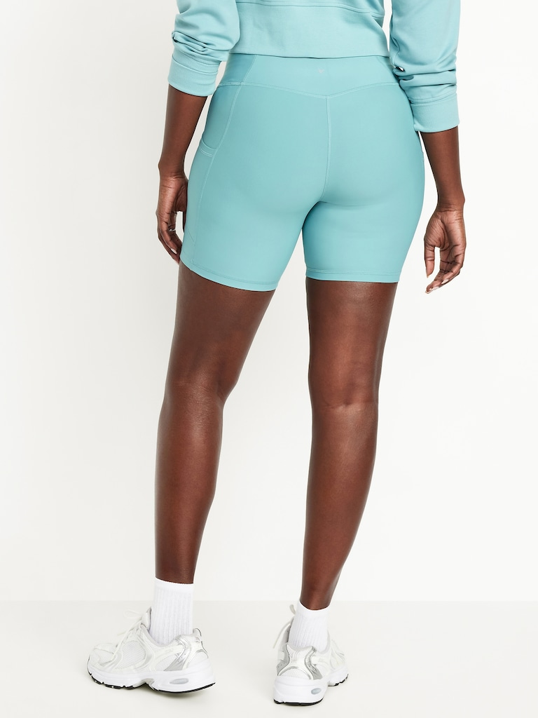 High-Waisted PowerSoft Pocket Biker Shorts -- 6-inch inseam