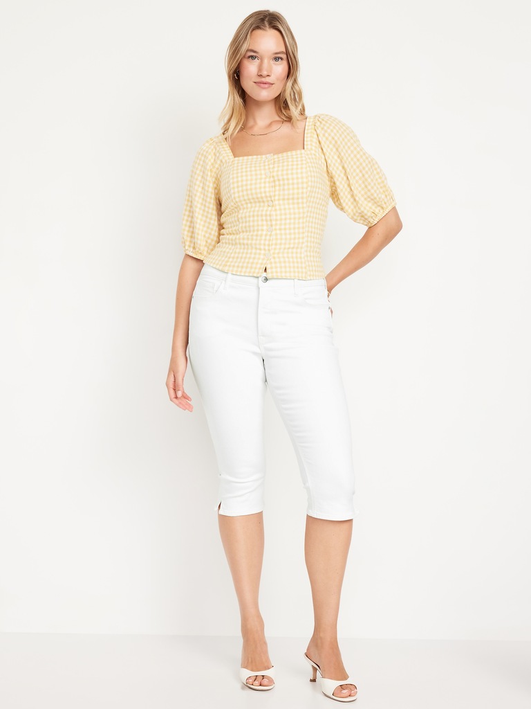 High-Waisted Rockstar Slim Capri Jeans