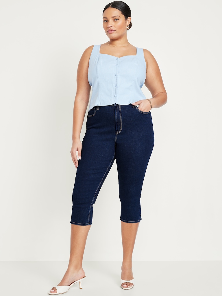 High-Waisted Rockstar Slim Capri Jeans