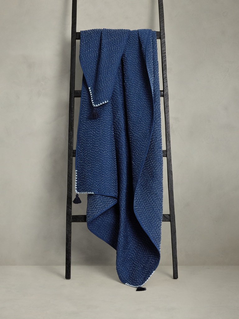 Cotton Voile Kantha-Stitch Throw