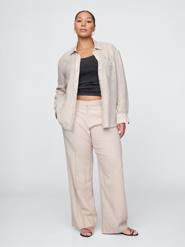 365 Low Rise Linen-Blend Trousers