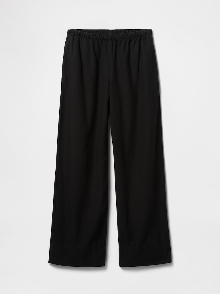Linen-Blend Easy Wide-Hem Pants