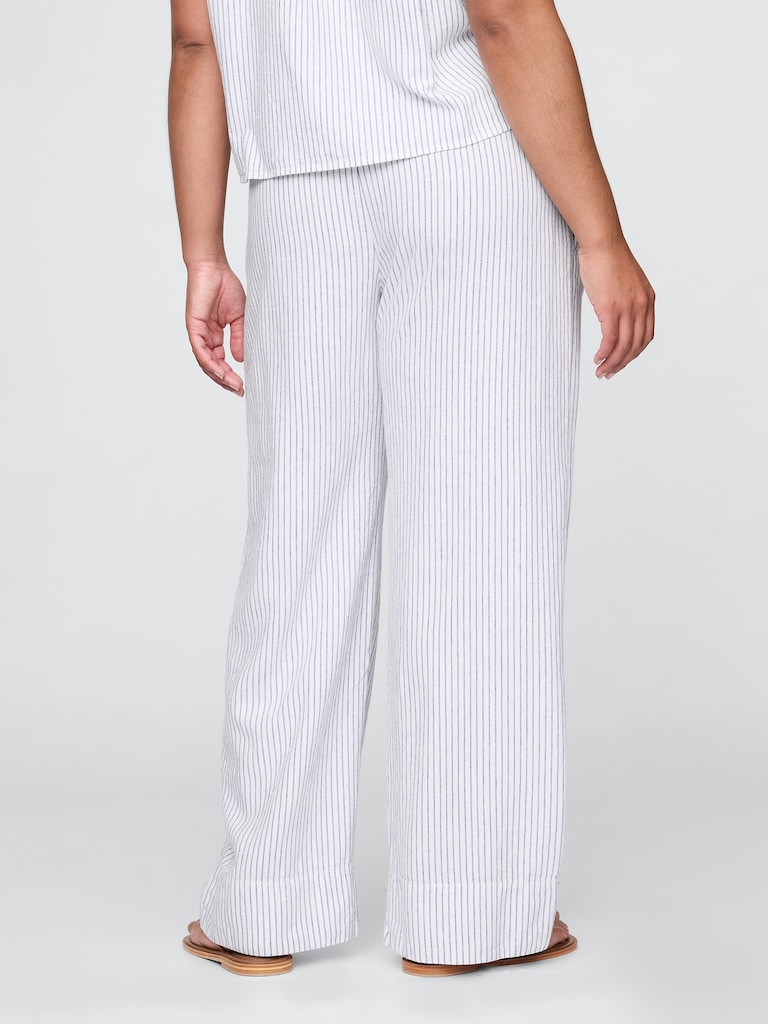 Linen-Blend Easy Wide-Hem Pants