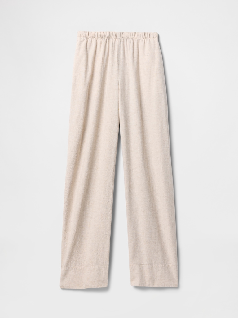 Linen-Blend Easy Wide-Hem Pants