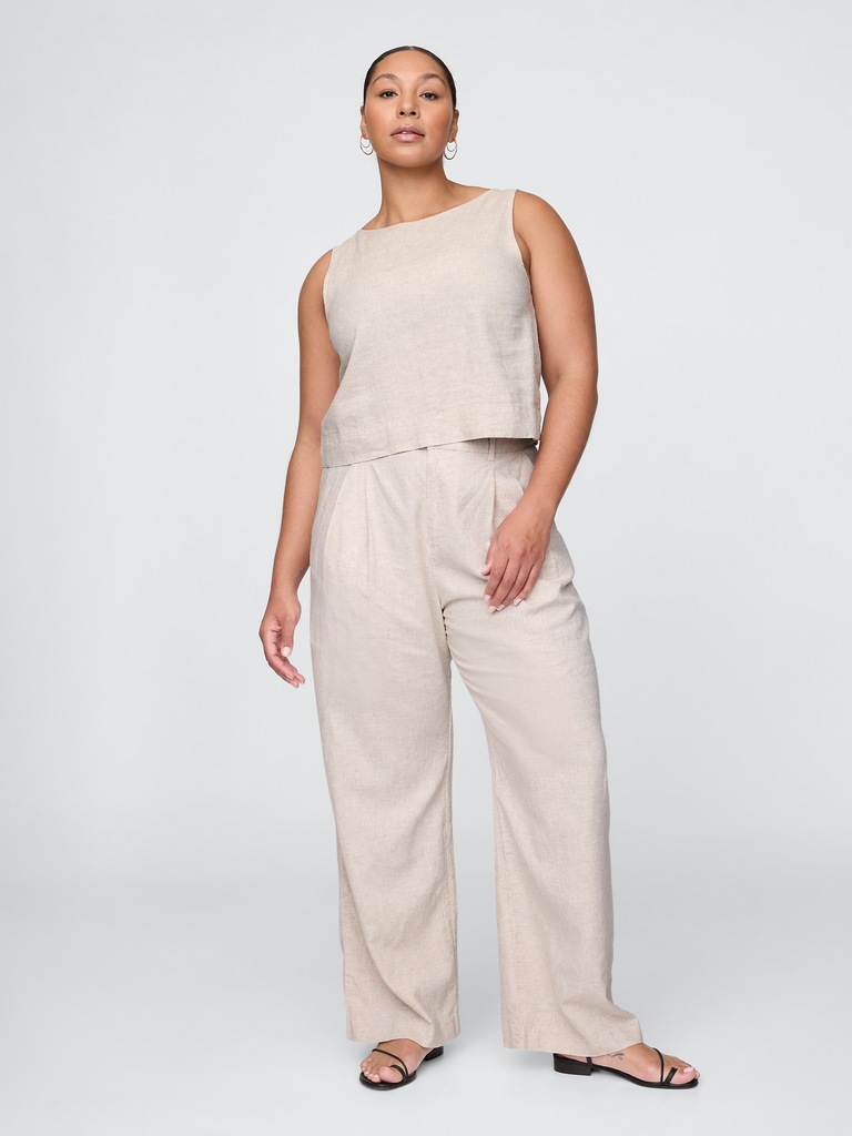 365 High Rise Linen-Blend Trousers