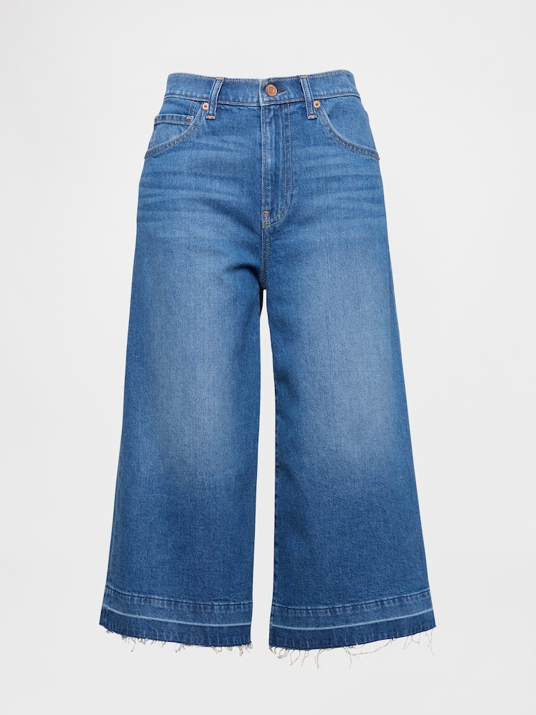 High Rise Denim Culotte Jeans